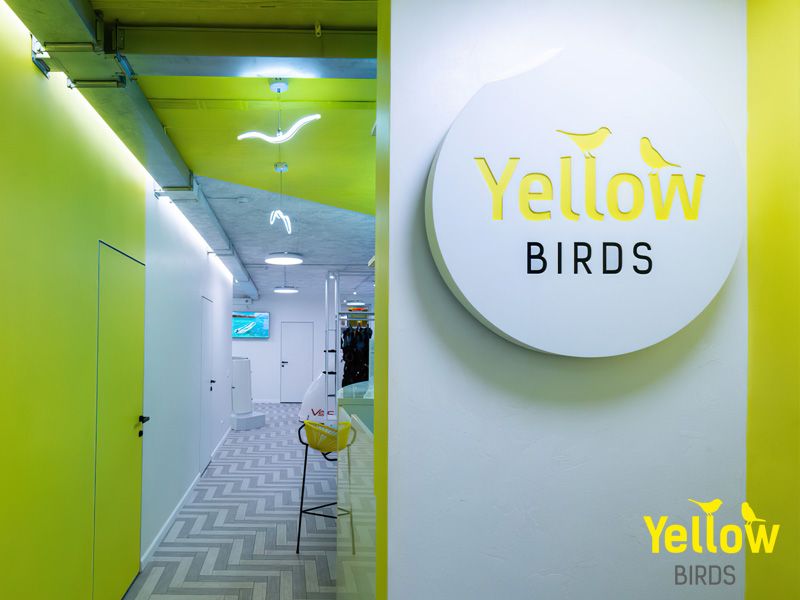 Зона рецепции в студии Yellow Birds